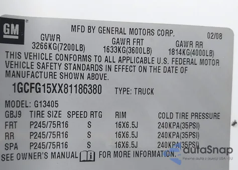 2008 Chevrolet Express Work Van z USA, uszkodzony, nr VIN 1GCFG15XX81186380